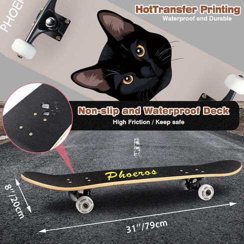 DIY Complete Skateboards- Standard Skateboards for Beginners Kids Boys Girls Teenager- 31''x 8''Canadian Maple Cruiser Pro Skate Board, Skateboards in Saudi Arabia