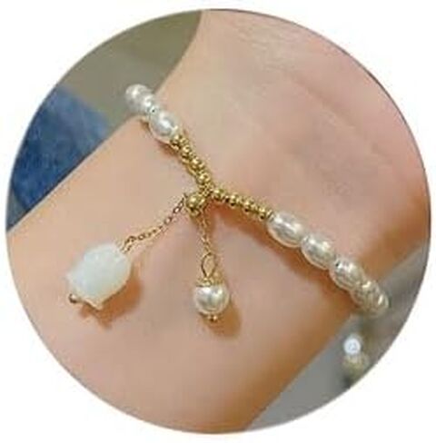 Choistily Pearl Bracelets for Women Cream White Pearl Bracelet Pearl Beaded Bracelets Trendy Boho Baroque Pearl Bracelet Gold Pearl Bracelet Minimalism Bracelets Pearl Jewelry for Teen Girls in Saudi Arabia