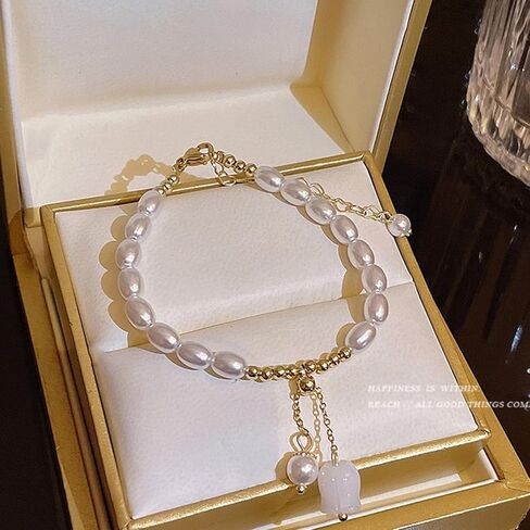 Choistily Pearl Bracelets for Women Cream White Pearl Bracelet Pearl Beaded Bracelets Trendy Boho Baroque Pearl Bracelet Gold Pearl Bracelet Minimalism Bracelets Pearl Jewelry for Teen Girls in Saudi Arabia