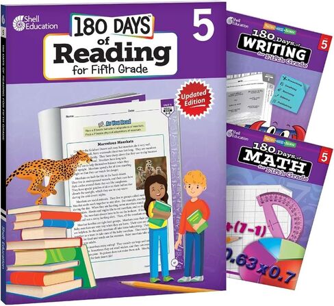 180 Days of Practice for Fifth Grade (Set of 3), 5th Grade Workbooks for Kids Ages 9-11, Includes 180 Days of Reading, 180 Days of Writing, and 180 Days of Math in Saudi Arabia