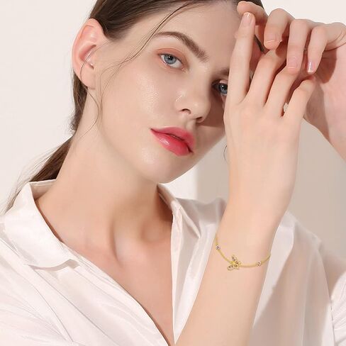 14K Gold Butterfly Bracelets for Women Adjustable Dainty Bracelet with Colorful Cubic Zirconia in 6.5"-8.5" in Kuwait