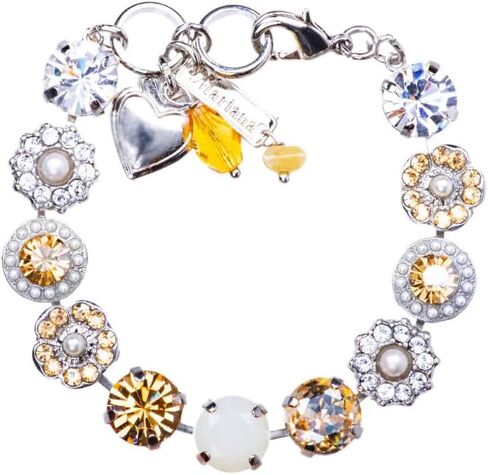 سوار زبدة البقان الفضي بلون بني كريستالي شفاف مع فسيفساء زهرة اللؤلؤ المقلد 1153 in Kuwait