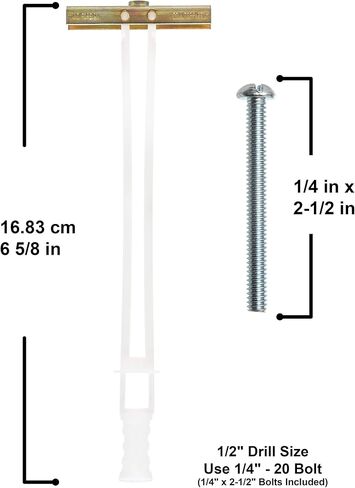 مرساة تبديل TOGGLER SNAPTOGGLE BB مع مسامير، قناة فولاذية مطلية بالزنك، مصنوعة في الولايات المتحدة، نطاق قبضة من 3/8 بوصة إلى 3-5/8 بوصة، لحجم تثبيت UNC 1/4 بوصة -20 (عبوة من قطعتين) in Kuwait