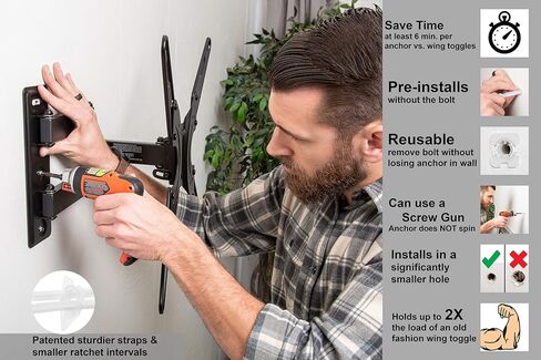 مرساة تبديل TOGGLER SNAPTOGGLE BB مع مسامير، قناة فولاذية مطلية بالزنك، مصنوعة في الولايات المتحدة، نطاق قبضة من 3/8 بوصة إلى 3-5/8 بوصة، لحجم تثبيت UNC 1/4 بوصة -20 (عبوة من قطعتين) in Kuwait