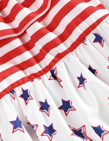 ملابس متطابقة للأخت الكبرى والأخت الصغيرة في الرابع من يوليو ملابس أطفال بنات العلم الأمريكي رومبير ملابس يوم الاستقلال in Kuwait