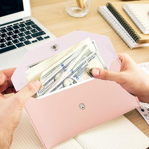 Cash Envelopes Bag, Money Bag Pouch PU Leacher Cash Money Pouch Cash Wallet Envelope, Reusable Budget Envelope for Wedding Birthday Graduation Cash Check Billing (Black) in Saudi Arabia