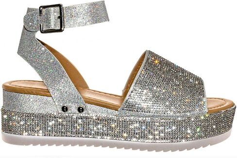 Women's Luxury Rhinestone Glitter Crystal Slide Footbed Platform Sandals in Saudi Arabia