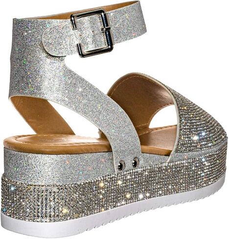 Women's Luxury Rhinestone Glitter Crystal Slide Footbed Platform Sandals in Saudi Arabia