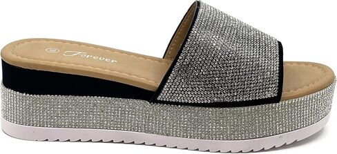 Women's Luxury Rhinestone Glitter Crystal Slide Footbed Platform Sandals in Saudi Arabia