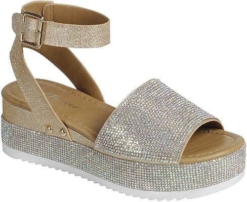 Women's Luxury Rhinestone Glitter Crystal Slide Footbed Platform Sandals in Saudi Arabia