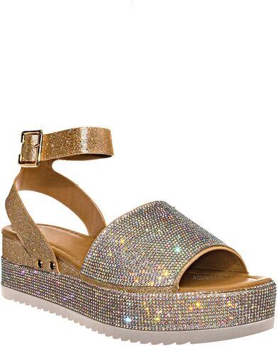 Women's Luxury Rhinestone Glitter Crystal Slide Footbed Platform Sandals in Saudi Arabia