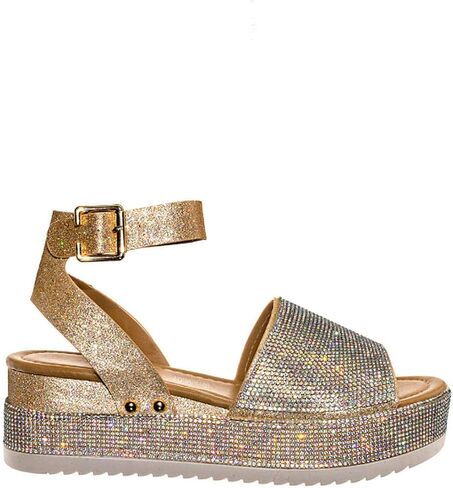 Women's Luxury Rhinestone Glitter Crystal Slide Footbed Platform Sandals in Saudi Arabia
