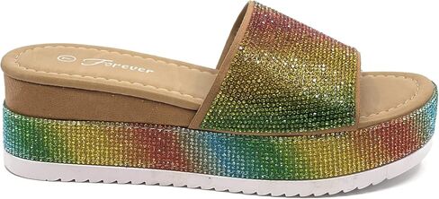 Women's Luxury Rhinestone Glitter Crystal Slide Footbed Platform Sandals in Saudi Arabia