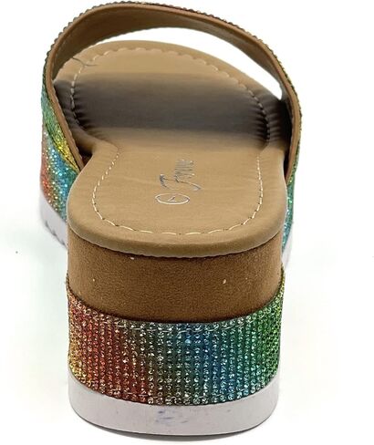 Women's Luxury Rhinestone Glitter Crystal Slide Footbed Platform Sandals in Saudi Arabia