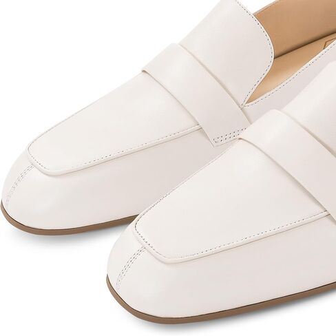 Loafers for Women Comfortable Air-Touch Foam Slip on Round-Toe Casual Dressy Mattress Flat Leather Women’s Flats- White, Black, Khaki 0.7’’ in Saudi Arabia