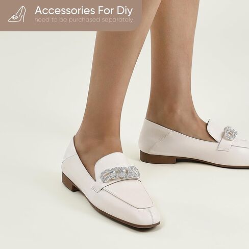 Loafers for Women Comfortable Air-Touch Foam Slip on Round-Toe Casual Dressy Mattress Flat Leather Women’s Flats- White, Black, Khaki 0.7’’ in Saudi Arabia