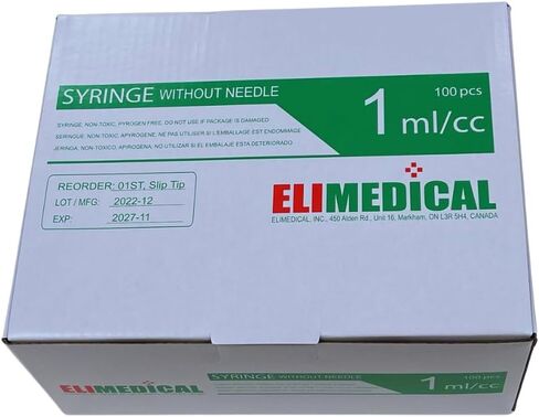 حقنة بيطرية يمكن التخلص منها، 1cc Luer Slip، بدون إبرة، معبأة بشكل فردي، 100 لكل صندوق، 01ST in Saudi Arabia
