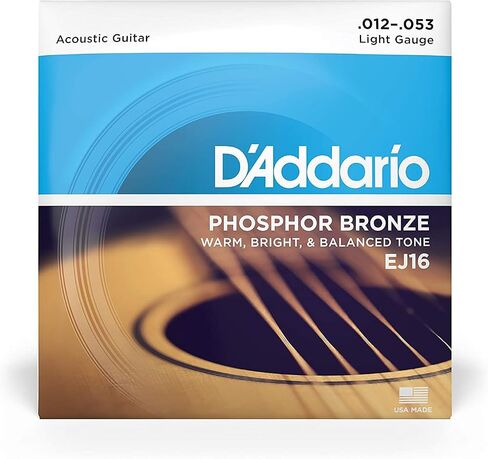 مجموعة D'Addario EJ16 الصوتية الفوسفور البرونزية الخفيفة 12-53 مكونة من 6 قطع in Saudi Arabia