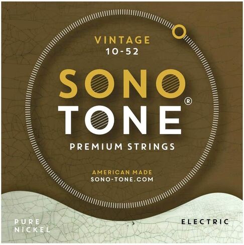 Vintage, 10-46, Light, Electric Guitar Strings, Pure Nickel Wrap, Hand-Wound, Hex Core, Pure, Warm, Authentic Tone, American Made in Saudi Arabia