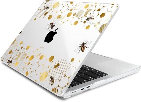 Batianda متوافق مع حافظة M2 MacBook Air 13.6 بوصة موديل 2022 A2681، غطاء لوحة مفاتيح بلاستيكي شفاف صلب لجهاز MacBook Air الجديد 13 بوصة مع معرف اللمس ومحول USB-C OTG، قرص العسل in Saudi Arabia
