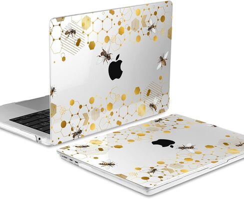 Batianda متوافق مع حافظة M2 MacBook Air 13.6 بوصة موديل 2022 A2681، غطاء لوحة مفاتيح بلاستيكي شفاف صلب لجهاز MacBook Air الجديد 13 بوصة مع معرف اللمس ومحول USB-C OTG، قرص العسل in Saudi Arabia