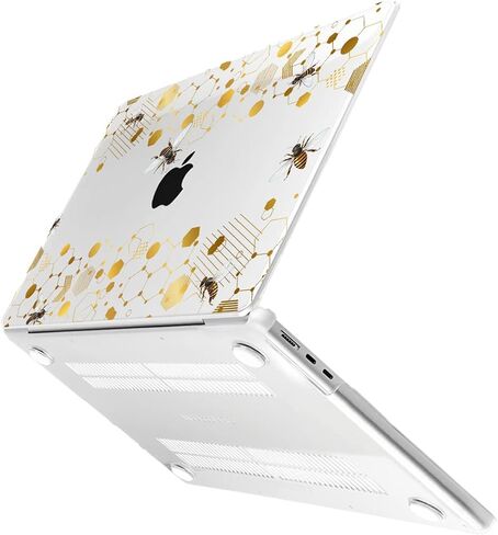 Batianda متوافق مع حافظة M2 MacBook Air 13.6 بوصة موديل 2022 A2681، غطاء لوحة مفاتيح بلاستيكي شفاف صلب لجهاز MacBook Air الجديد 13 بوصة مع معرف اللمس ومحول USB-C OTG، قرص العسل in Saudi Arabia