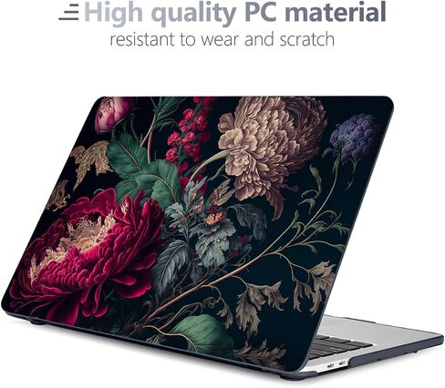 حافظة Batianda لجهاز MacBook Pro الجديد 13 بوصة 2022 M2 Chip and Model A2338 M1 A2251 A2289 2021 2020 Release، غلاف صلب بتصميم أنيق مع غطاء لوحة مفاتيح وواقي شاشة، زهرة عتيقة in Saudi Arabia