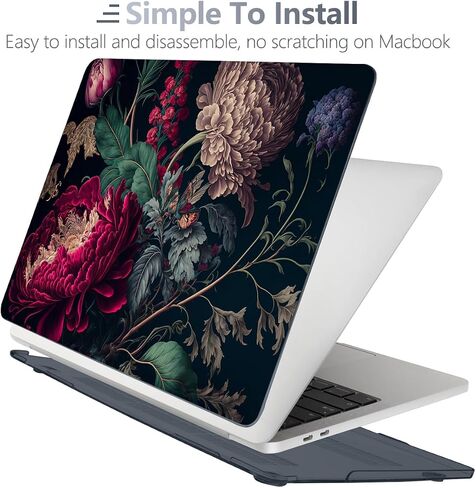 حافظة Batianda لجهاز MacBook Pro الجديد 13 بوصة 2022 M2 Chip and Model A2338 M1 A2251 A2289 2021 2020 Release، غلاف صلب بتصميم أنيق مع غطاء لوحة مفاتيح وواقي شاشة، زهرة عتيقة in Saudi Arabia