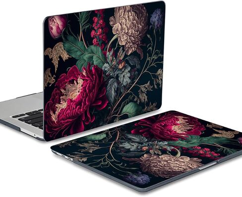 حافظة Batianda لجهاز MacBook Pro الجديد 13 بوصة 2022 M2 Chip and Model A2338 M1 A2251 A2289 2021 2020 Release، غلاف صلب بتصميم أنيق مع غطاء لوحة مفاتيح وواقي شاشة، زهرة عتيقة in Saudi Arabia