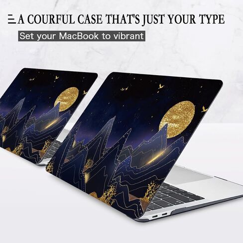 CISSOOK متوافق مع حافظة MacBook Pro 13 بوصة M2 2023، 2022، 2021-2016 A2338 M1 A2251 A2289 A2159 A1989 A1706، حافظة بلاستيكية صلبة وغطاء لوحة مفاتيح وواقي شاشة وغطاء كاميرا، قمر ذهبي in Kuwait