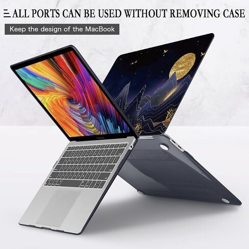 CISSOOK متوافق مع حافظة MacBook Pro 13 بوصة M2 2023، 2022، 2021-2016 A2338 M1 A2251 A2289 A2159 A1989 A1706، حافظة بلاستيكية صلبة وغطاء لوحة مفاتيح وواقي شاشة وغطاء كاميرا، قمر ذهبي in Kuwait