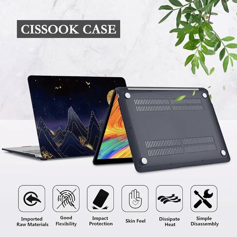 CISSOOK متوافق مع حافظة MacBook Pro 13 بوصة M2 2023، 2022، 2021-2016 A2338 M1 A2251 A2289 A2159 A1989 A1706، حافظة بلاستيكية صلبة وغطاء لوحة مفاتيح وواقي شاشة وغطاء كاميرا، قمر ذهبي in Kuwait
