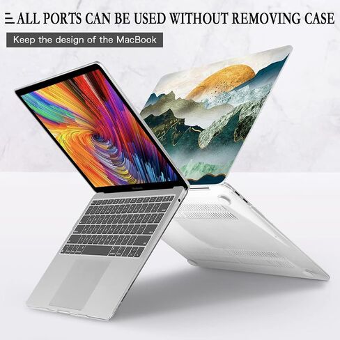 CISSOOK متوافق مع حافظة MacBook Pro 13 بوصة M2 2023، 2022، 2021-2016 A2338 M1 A2251 A2289 A2159 A1989 A1706، حافظة بلاستيكية صلبة وغطاء لوحة مفاتيح وواقي شاشة وغطاء كاميرا، قمر ذهبي in Kuwait