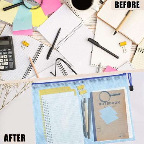 24 قطعة من الحقيبة الشبكية بسحاب، أكياس بسحاب مقاومة للماء، حقائب بسحاب بحجم A4، أكياس ملفات بسحاب، حقيبة مستندات لتنظيم التخزين، مستلزمات المكتب المنزلية، 6 ألوان (24 قطعة) in Kuwait