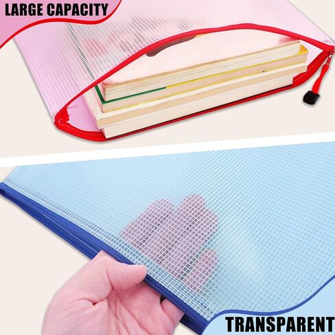 24 قطعة من الحقيبة الشبكية بسحاب، أكياس بسحاب مقاومة للماء، حقائب بسحاب بحجم A4، أكياس ملفات بسحاب، حقيبة مستندات لتنظيم التخزين، مستلزمات المكتب المنزلية، 6 ألوان (24 قطعة) in Kuwait