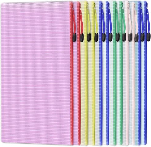 24 قطعة من الحقيبة الشبكية بسحاب، أكياس بسحاب مقاومة للماء، حقائب بسحاب بحجم A4، أكياس ملفات بسحاب، حقيبة مستندات لتنظيم التخزين، مستلزمات المكتب المنزلية، 6 ألوان (24 قطعة) in Kuwait