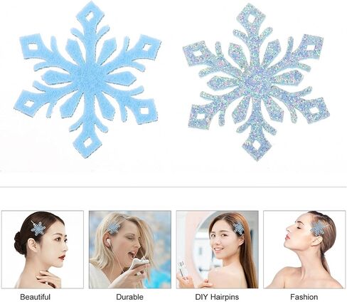 EXCEART 30pcs Snowflake Patches Glitter Patches Snowflake Appliques Hairpins Patches for Clothes Dress Plant Hat Jeans Sewing Flowers in Saudi Arabia