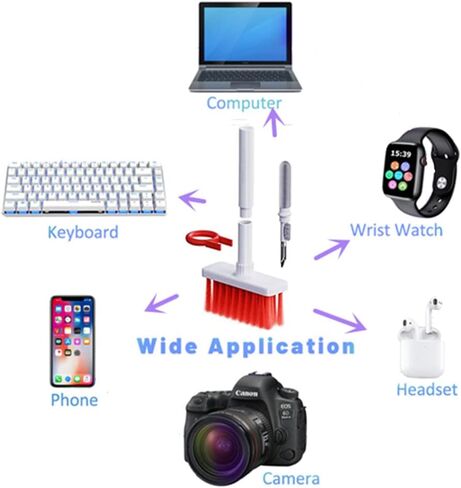 Keyboard Cleaner, 5 in 1 Keyboard Cleaning Brush Kit Soft Brush, Keyboard Cleaner Dust Remover Key Puller, Computer Cleaning Tools Multifunctional Pen (Black) in Saudi Arabia