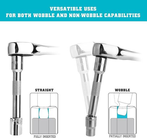 DURATECH Wobble Socket Extension Bar Set, 1/4", 3/8", 1/2" Drive Socket Extension Set, Cr-V Steel, Chrome Plated, Storage Tray Included, 9 PCS in Saudi Arabia