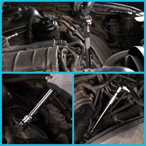 DURATECH Wobble Socket Extension Bar Set, 1/4", 3/8", 1/2" Drive Socket Extension Set, Cr-V Steel, Chrome Plated, Storage Tray Included, 9 PCS in Saudi Arabia