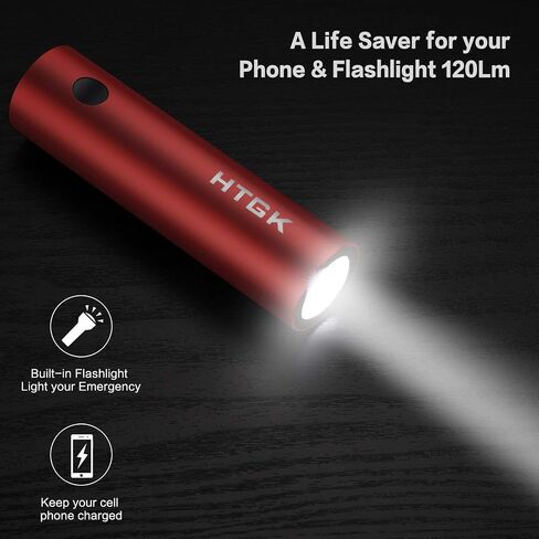 Power Bank 5000mAh with 120 Lumens Flashlight, Mini Portable Charger Ultra Compact External Backup with 20W PD & QC 3.0 Super Fast-Charging, Compatible with iPhone Samsung and More(red) in Saudi Arabia