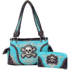 Women's Skull Bones Skeleton Purse Handbag with Matching Wallet in 6 colors in Saudi Arabia