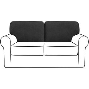 Lipor 2 قطعة تمتد جاكار أريكة وسادة مسند الظهر تغطي الأريكة T الأريكة t وسادة مع شريط مرن مناسبة لأريكة أريكة أريكة Loveseat لغرفة المعيشة (رمادي فاتح ، T-2pc) in Kuwait