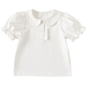Toddler Baby Girl Polo Shirt Puff Sleeve Button Front Blouse in Kuwait