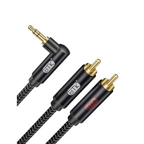 EMK 1/4 to RCA Cable, Quarter inch TRS Male to 2RCA Male Audio Cable 6.35mm Stereo Jack to Dual RCA Insert Cable Y Splitter Cable(25Ft/8M,Silver) in Kuwait