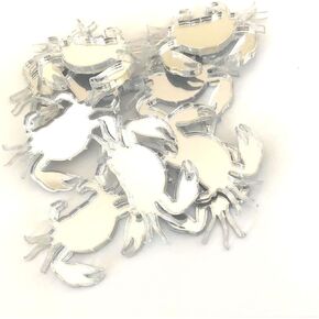 Crab Shaped Crafting Mirrors, Set of 10, Many Colours, Shatterproof Acrylic, Silver Mirror, Pack of 10 x 10cm in Saudi Arabia