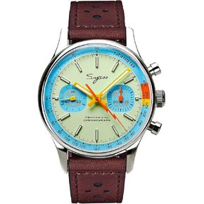 Sugess S387.01.Z Teal Blue Eyes SWAN Neck x Exhibition case Back Chrono Mens Watch Seagull 1963 in Saudi Arabia