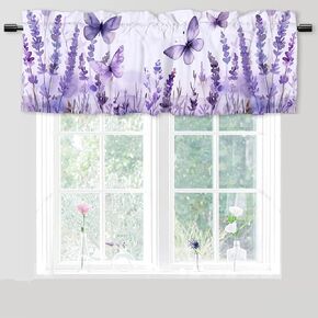 Butterfly Kitchen Curtains and Valances Set Flying Butterfly Lavender Flowers Window Valance for Living Room Bathroom Bedroom 1 Pack 52x 18 inch in Saudi Arabia