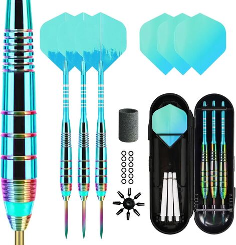 Professional Darts Steel Tip Sets, 23 g Metal Tip Darts,Dart Metal Tip Set 3 Aluminum Dart Shafts Steel Tip Dart Set + Extra 3 Dart Flights 3 Replace Plastic Shaft in Saudi Arabia