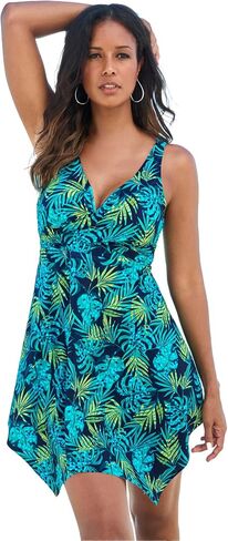 Swimsuits For All Swim 365 Women's Plus Size Handkerchief-Hem Two-Piece Swim Dress in Saudi Arabia